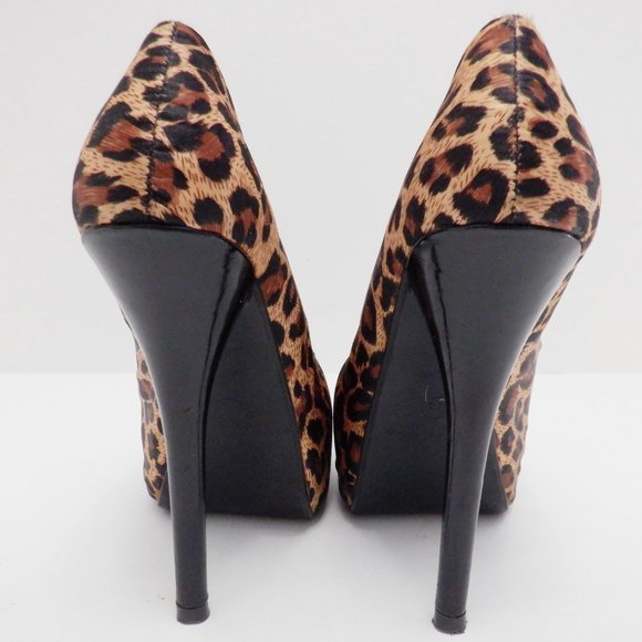 ANDRES MACHADO Brown and Tan Leopard Pattern High Heels, Size 3 (approx.) - Picture 7 of 13